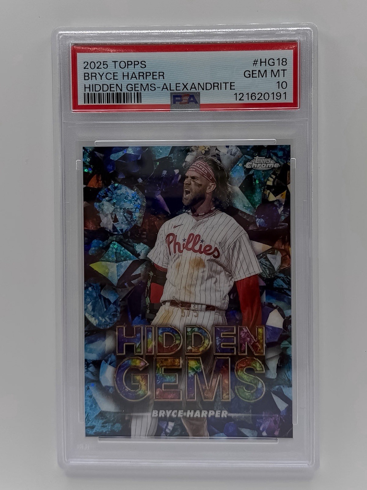 2025 Topps Chrome Hidden Gems Bryce Harper /5 PSA 10 view 1