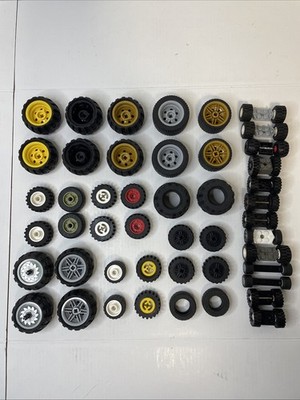 Lego Lot Of 30 Matched Wheels Tires Some Axles for all Vehicles - matched pairs