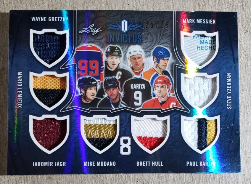 2017-18 Leaf Invictus Gretzky Lemieux Jagr Messier Yzerman Game Used Patch 25/25