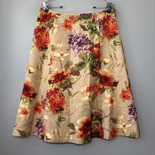 Vintage Talbots Silk Skirt Size 14 Petites Floral Midi Garden Party Countryside