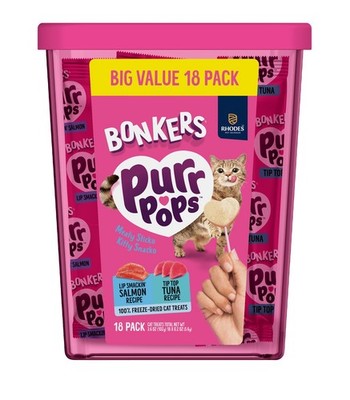 Freeze Dried Tuna & Salmon Flavored Lollipop Treats for Cats 18 Piece Pouch
