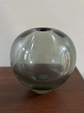 Vintage Per Lutken Holmegaard Smoke Gray Rondo Glass Bud Vase 3.5” Denmark MCM