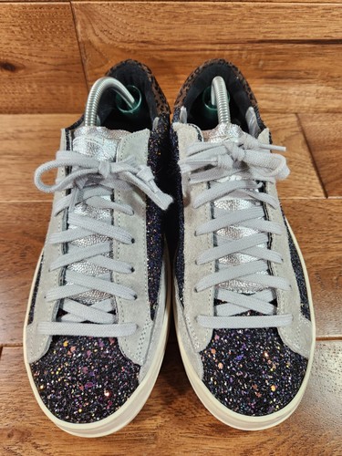P448 Glitter/Suede Leather Casual Sneakers Shoes Size 38, US 7 - Picture 2 of 20