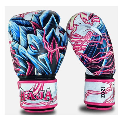 Raja Muay Thai Gloves Kickboxing Fancy Gloves # Blue Dragon 14oz. Microfiber