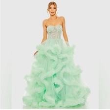 MAC DUGGAL 20542 NWT Strapless Corset Detail Tulle Layered Gown size 2.