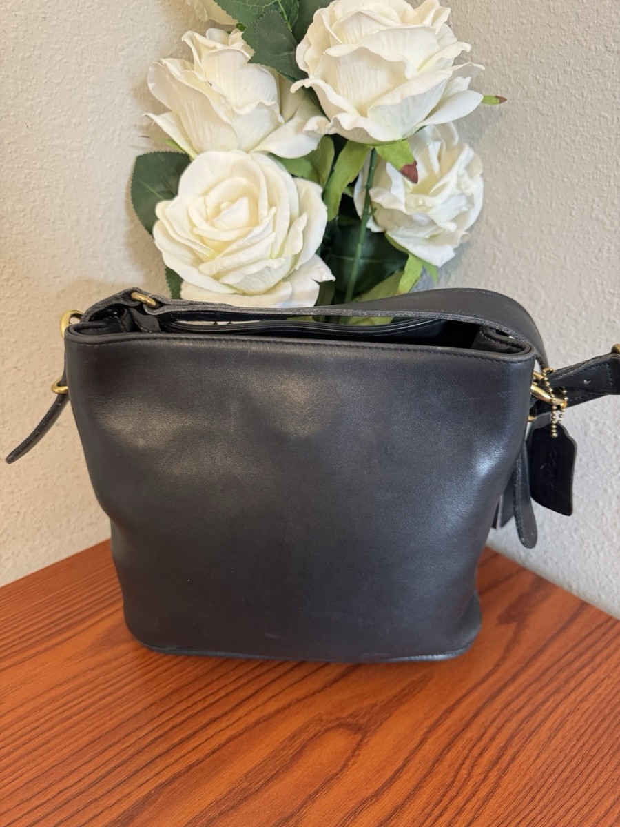 バッグ COACH Vintage Leather Black Shoulder Bag Vintage COACH #9047 