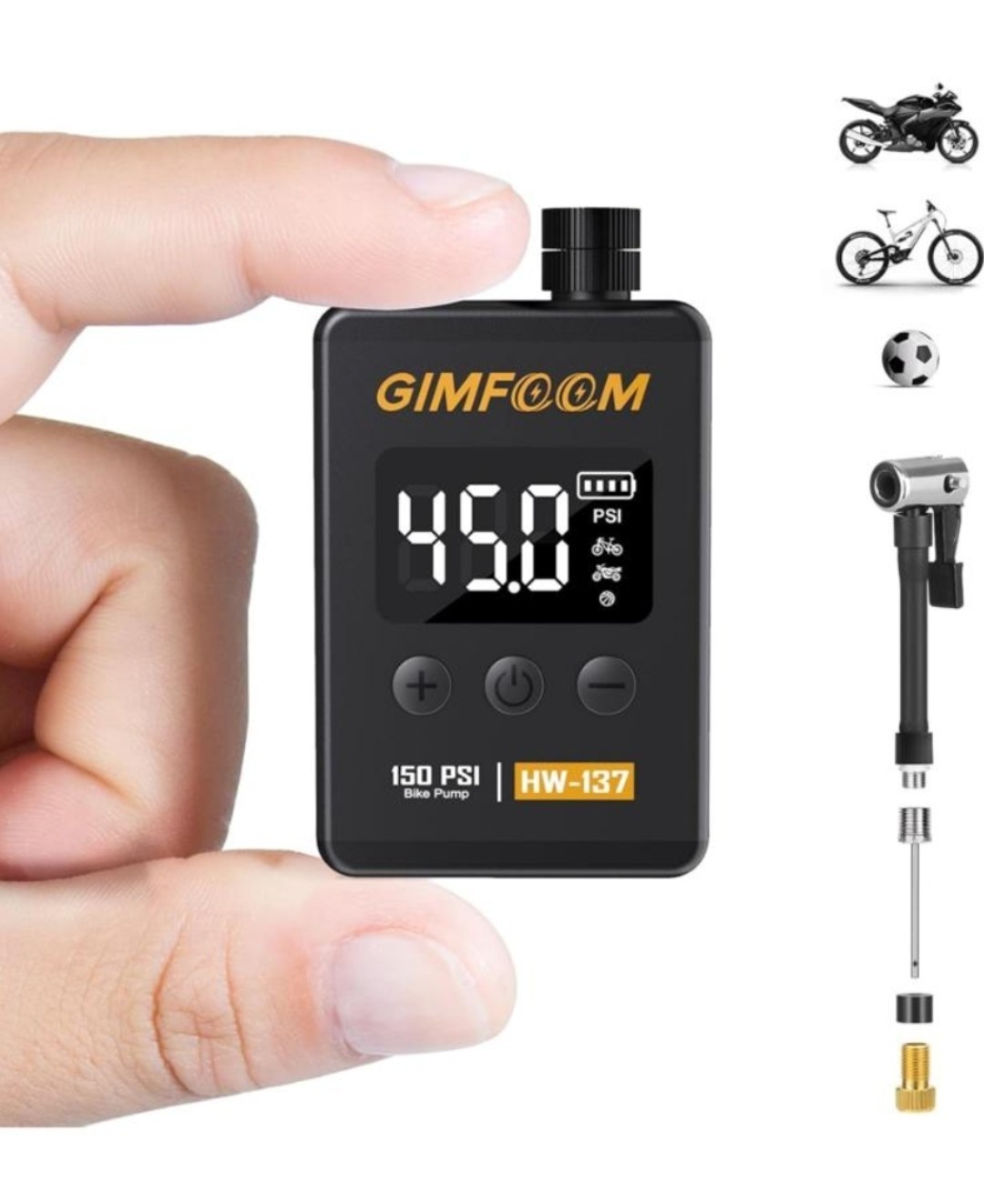 GIMFOOM 150PSI Bike Pump, Bicycle Pump with Digital Pressure Gauge, Electric NEW
