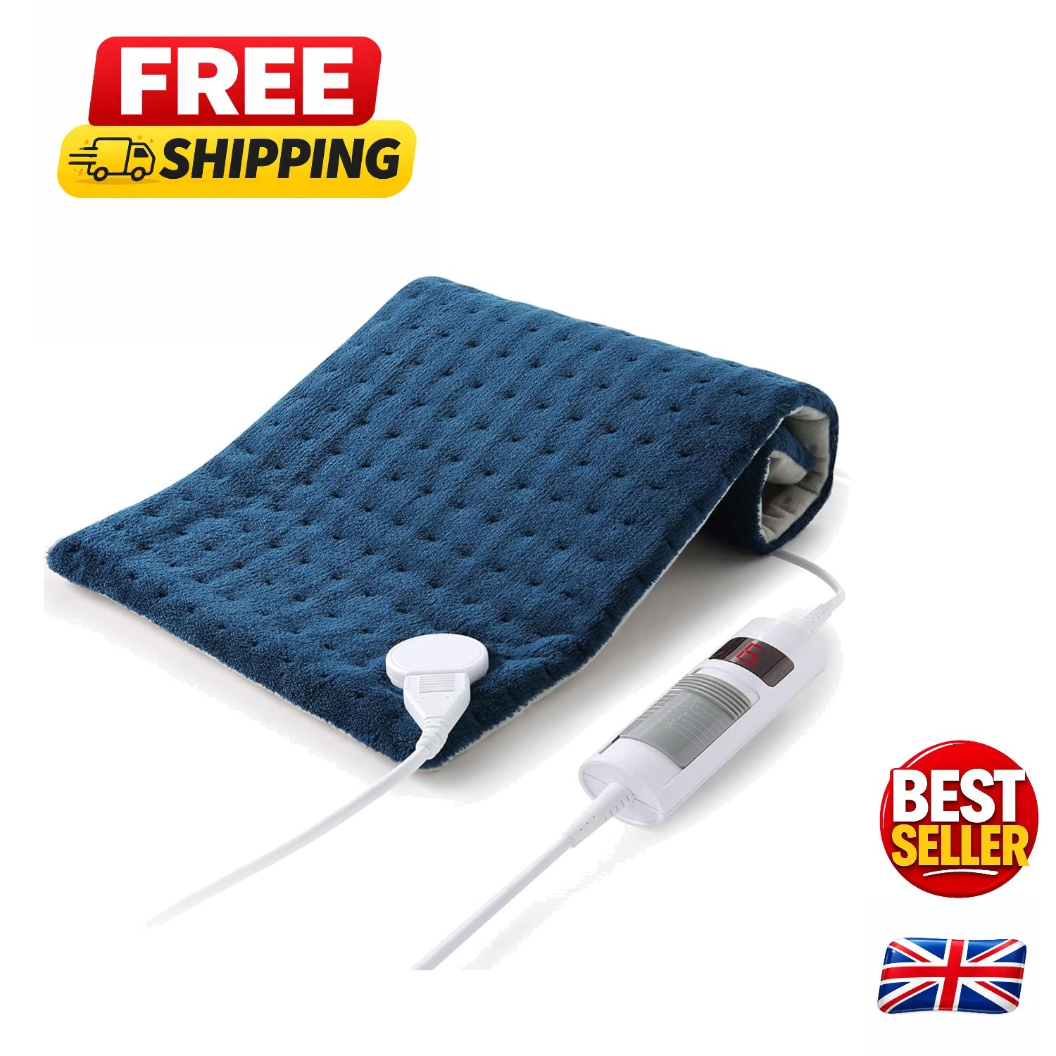 Luxury Electric Heating Pad for Neck & Back Relief - 6 Heat Levels & Washable