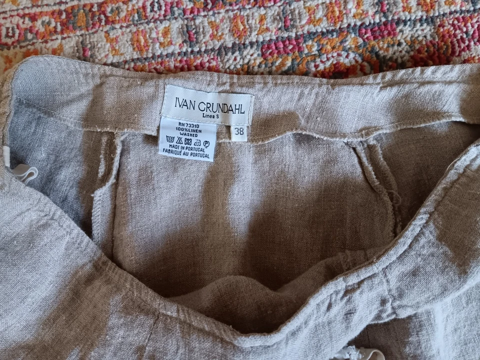 Ivan Grundahl Linea Talla 38 Maxi Falda Lino Beige Marfil Bordado Foto 4 de 4