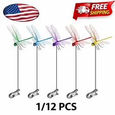12X Fake Dragonfly Clips on Dragonfly for Outdoors 3D Dragonfly Garden Decor