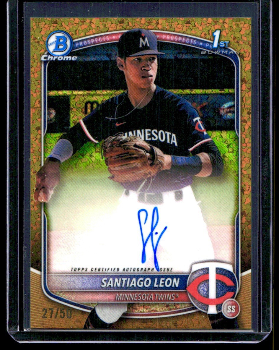 2025 Bowman Chrome Santiago Leon Auto Gold Shimmer Refractor 1st Prospect #3/50