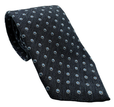 Altea Silk Cotton Blend Neck Tie Polka Dot Blue 3.25'' x 62''