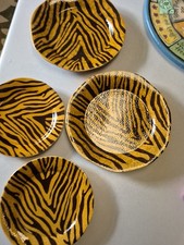 Vintage Dario Farrucci Zebra Striped Dinner Plates 4
