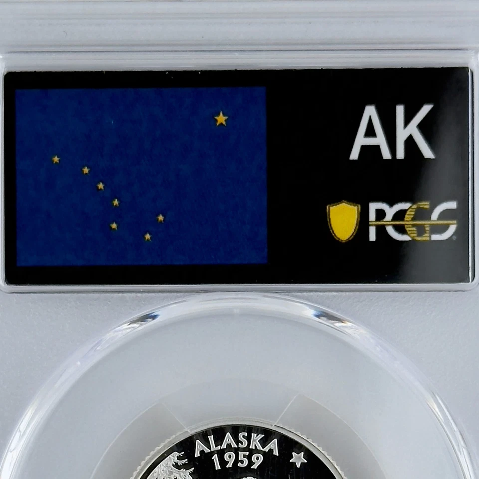 Alaska Silver Quarter PR 70 DCAM PCGS 2008-S Best Top Grade 25c AK State Flag - Image 2 of 4
