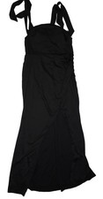 Fashion Nova Dress Womens 1X Black Satin Sweetheart Wrap Maxi Ruched Gown Formal