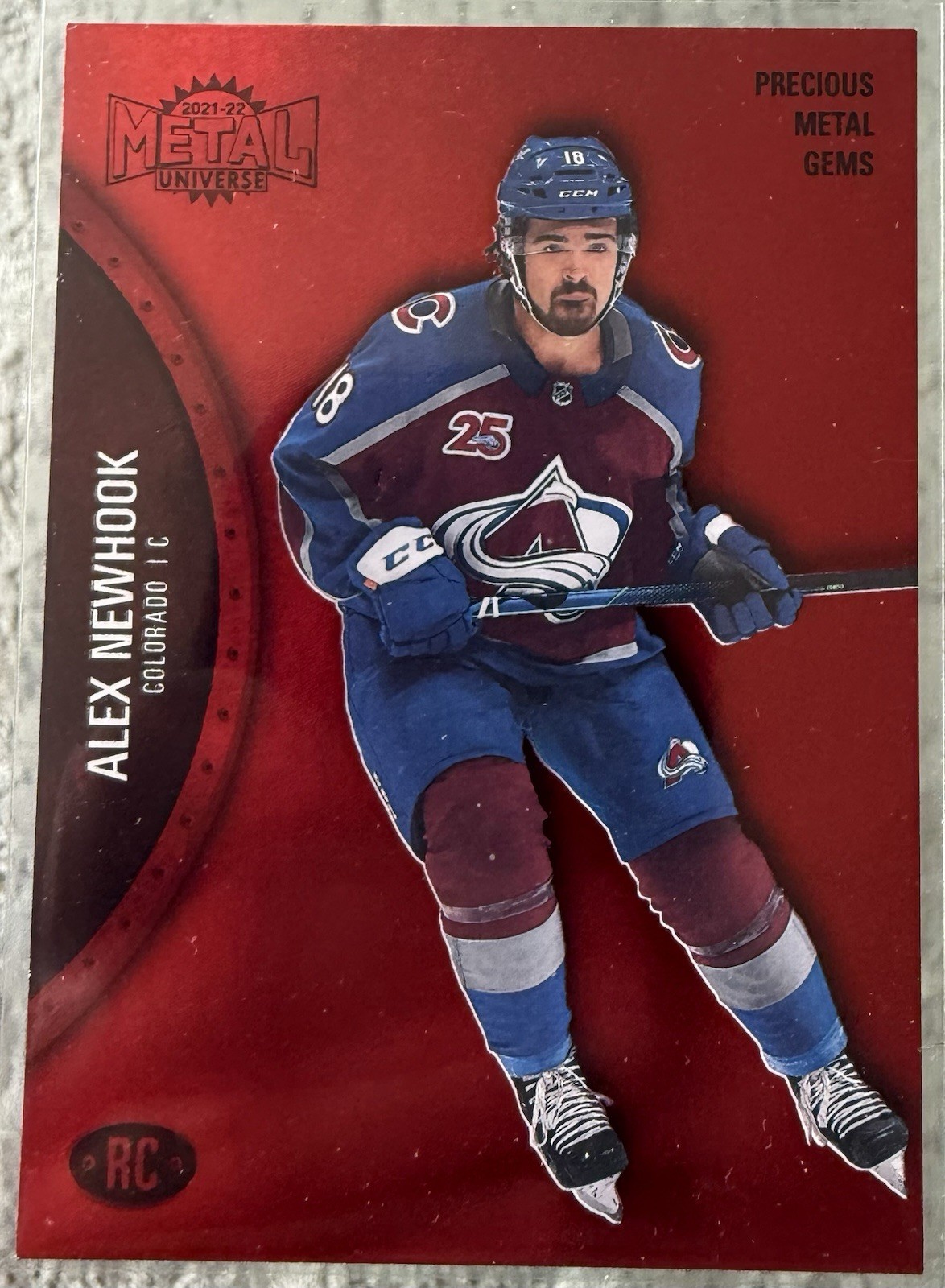 2021-22 UD Metal Universe Alex Newhook Precious Metal Gems PMG Red Rookie /100