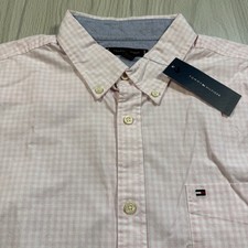 Tommy Hilfiger Button Down Shirt XL Pink Gingham Stretch Logo Casual NWT