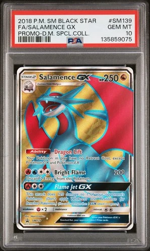2018 Pokemon Sm Black Star Promo #SM139 Salamence Gx PSA 10  Low Population!