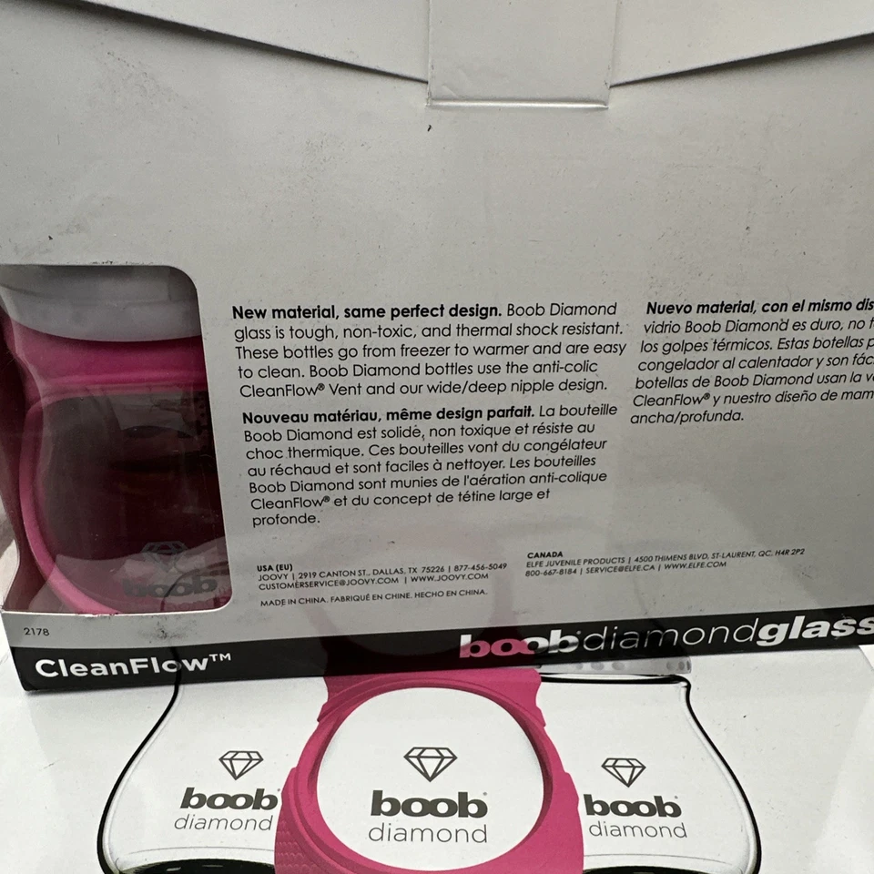 Lote de 6 biberones de vidrio Joovy Boob Diamond 5 oz nuevos Foto 3 de 4