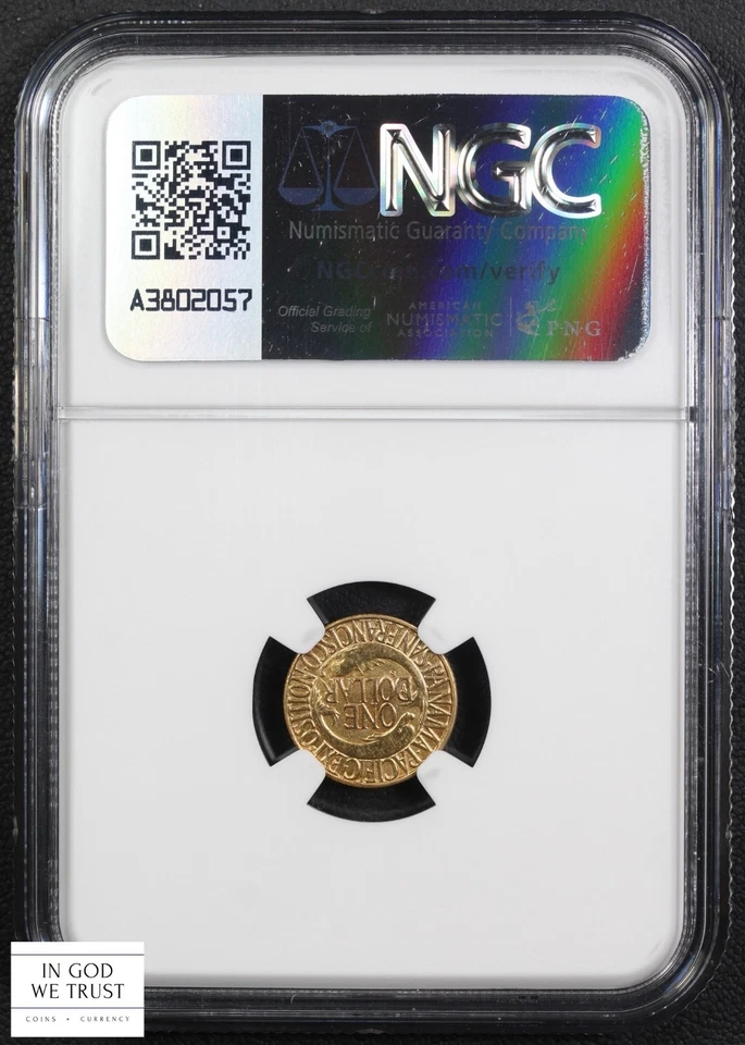 1915 S Panama-Pacific PAN-PAC Commemorative Gold One Dollar G$1 NGC AU Details - Image 4 of 4