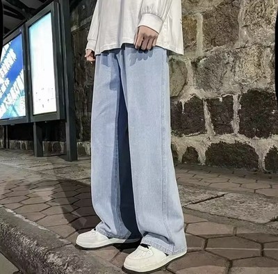 Herren Baggy Jeans Y2K Wide Leg Oversize Vintage Look Skater Hip Hop Denim Blau