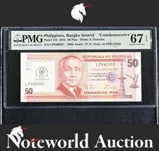 Philippines Commemorative 50 Piso 2013 P 216 UNC PMG 67 EPQ NR 2nd TOP POP