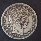 1914 *P * BARBER SILVER QUARTER   - FREE SHIPPING! C3840