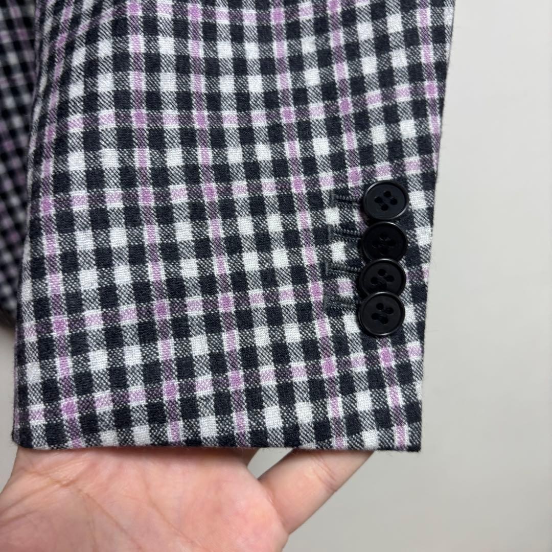 RING JACKET Navy Check Pattern Tailored Jacket - image 6