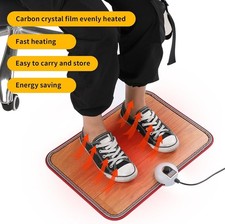 AC 110V Heated Floor Mat for Foot, Wood Stripe Carbon Crystal Heating Pad