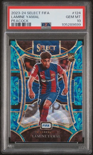 2023-24 Panini Select FIFA - Mezzanine Lamine Yamal #124 Peacock RC PSA 10 POP 2