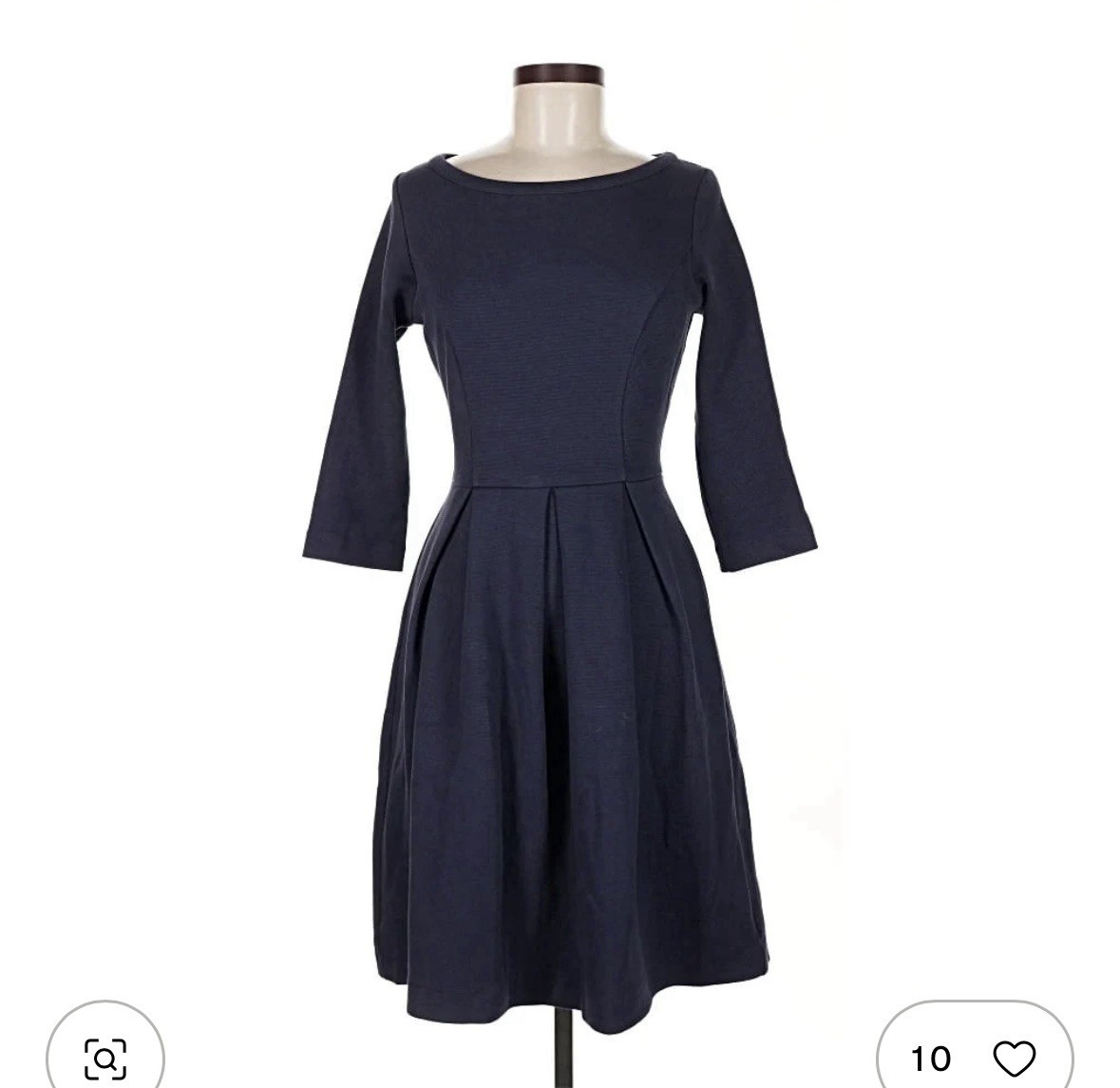 Boden Abigail Jersey Dress Size 10 Navy Blue Knee Length  Long Sleeve Classic image 2