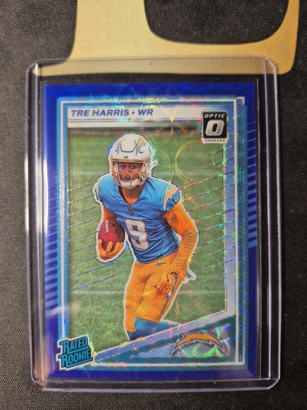 2025 Donruss - Rated Rookie Tre Harris #329 Optic Preview Blue Scope Prizm (RC)