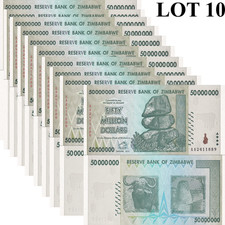 Zimbabwe 50000000 Dollars 2008 P 79 UNC AA Prefix 1/10 Bundle Lot 10 pcs NR