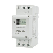 BAOMAIN THC15A 12V Digital Programmable Timer Switch,16A Weekly Relay White