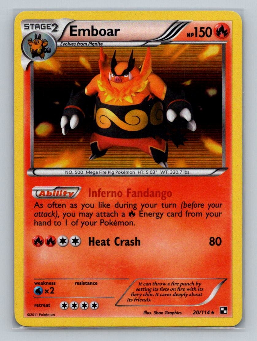 Pokemon Black and White #20/114 Emboar (20) Holo Rare