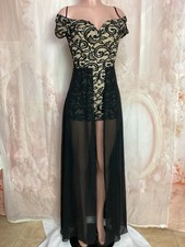 B. Darlin Off Shoulder Black Lace Sweetheart  Neck Slit Long Skirt Shorts