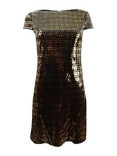 Vince Camuto Women's Metallic Sheath Dress (2, Black/Gold)
