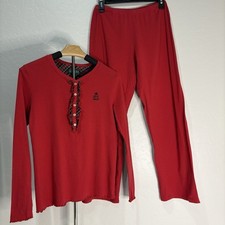 Lauren Ralph Lauren Red Plaid Pajamas Set Women's S Button Shirt Long Pants