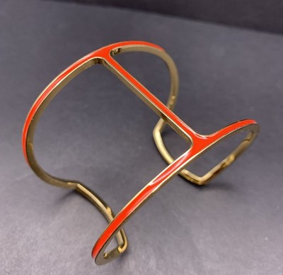 BcbgMaxAzria goldfarben, Metallarmband Armreif orange Emaille, feine Linie,