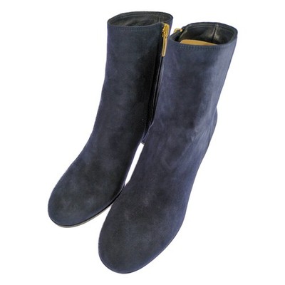 Gianvito Rossi Margaux Mid Bootie Suede Short Boots G70510, Size 38, Navy