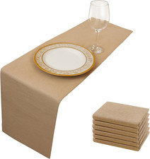 6 Pack Burlap Table Runners 12x72 Inch - Natural Jute Rustic Farmhouse Table Run