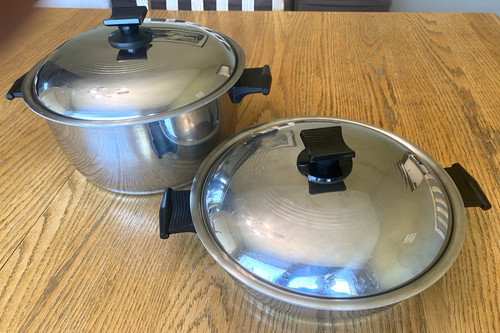 Rena Ware Canada 3 Ply Stainless Steel 6 Q Stock Pot & 2 1/2 Q Pan W/Vented Lids