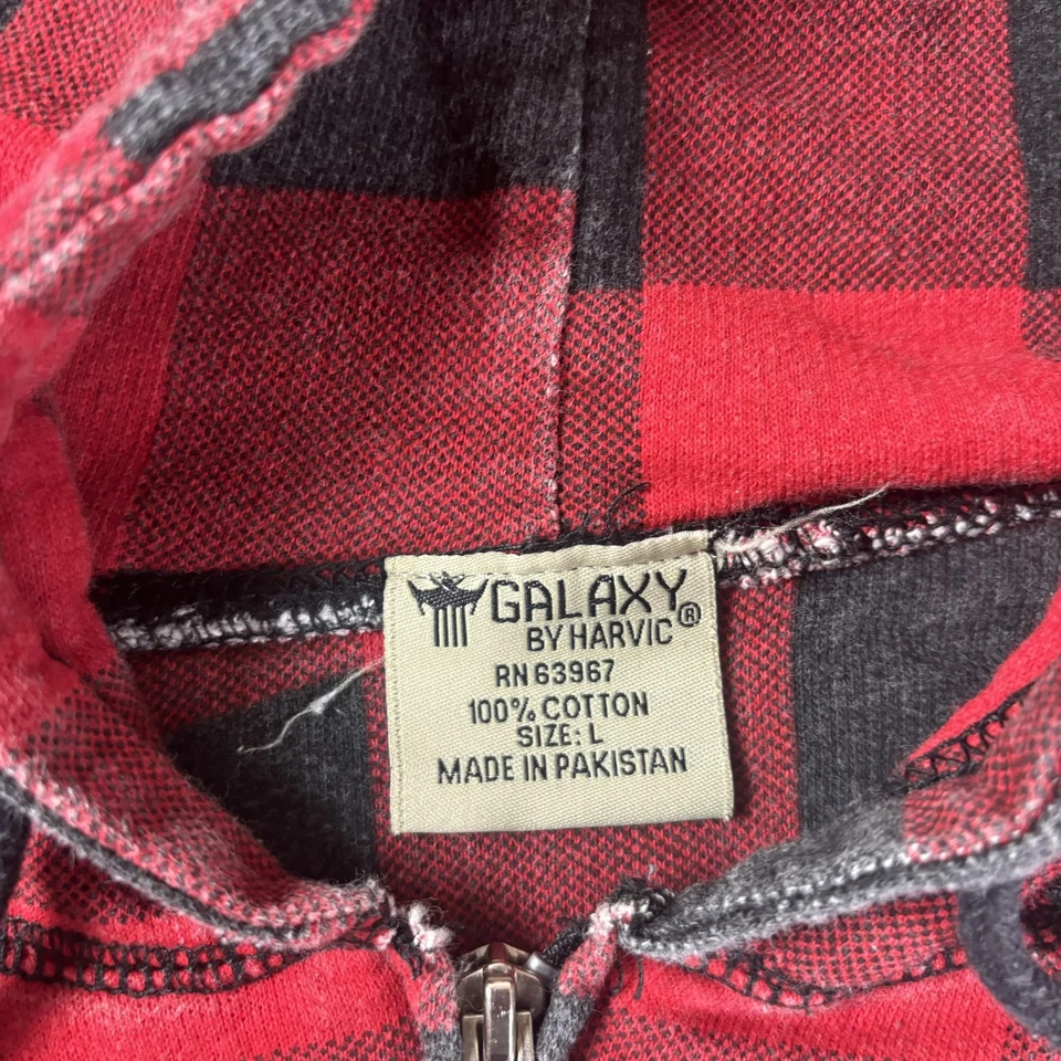 Sudadera con Capucha Galaxy by Harvic Para Hombre Grande Roja Negra Búfalo Cuadros Cremallera Completa Foto 2 de 4