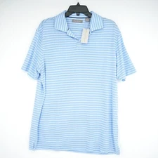 Daniel Cremieux Signature Collection Polo Shirt L Blue White Striped NWT $85