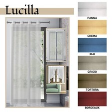 Tenda arredo trasparente per finestra e porta finestra 6 colori mod. LUCILLA