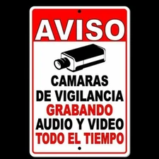 Spanish Warning Protected By Video Surveillance Sign security CAMERA SS002