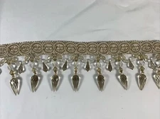 4" Light GoldLucite Crystal Beaded Tassel Fringe Trim TF32/50 37 47 (2 yards)