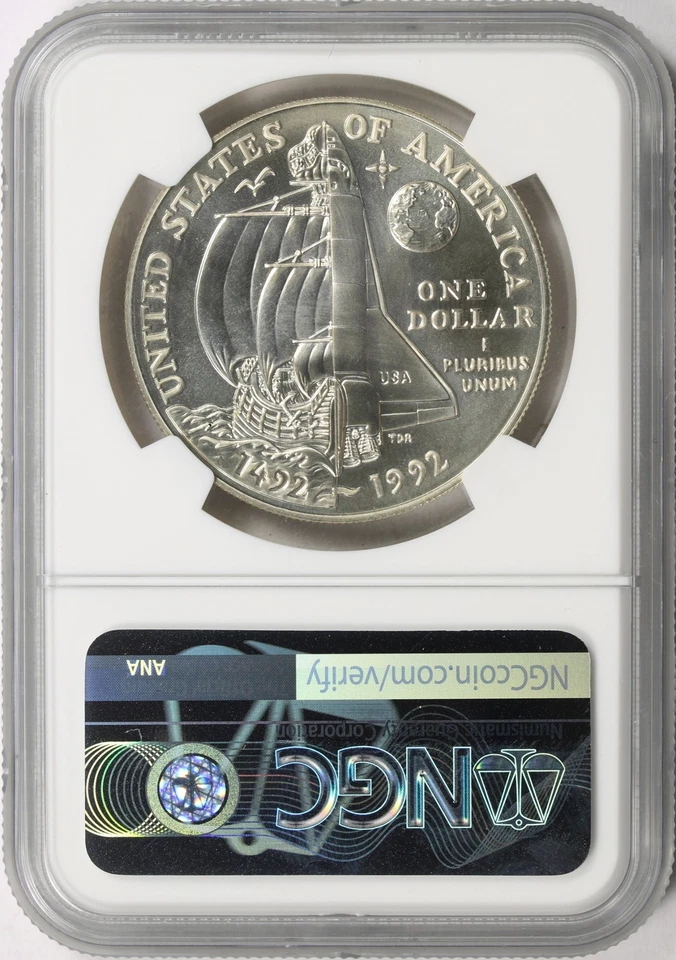 1992-D Columbus $1 Commemorative Silver Dollar NGC MS69 - Image 2 of 4