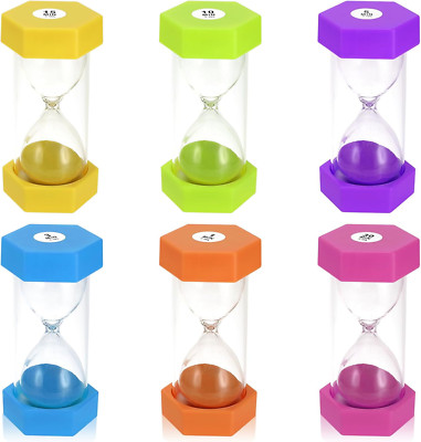 Buntes Sanduhren Set 1/3/5/10/15/30 Minuten, Eieruhren Set,Sand Timer,Für Kinder
