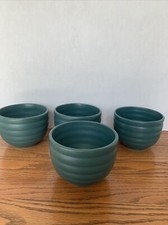 Set Of 4 Rare Pier 1 Deep Been Earthenware Bowls Heavy Matte Finish Ribbed